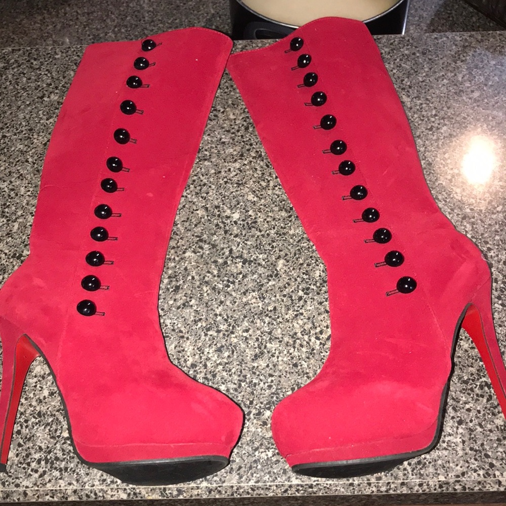 Red heeled boots
